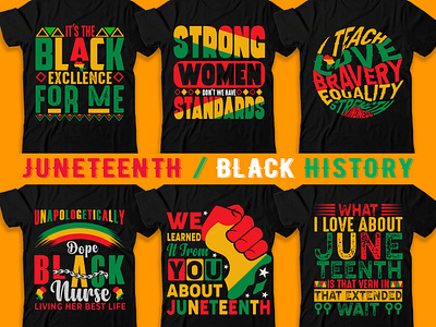 Juneteenth, black history T-shirt designs bundle apparel