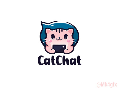 Cat Chat Logo (for sale) animal branding bubble cat chat cute fun happy kitty logo logos media mobile pet phone pillow social speach talk text