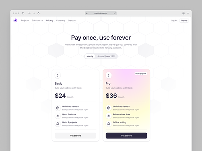 Pricing options | Blank Design System components craftwork design design system figma landing options plans price pricing table ui ui kit web website