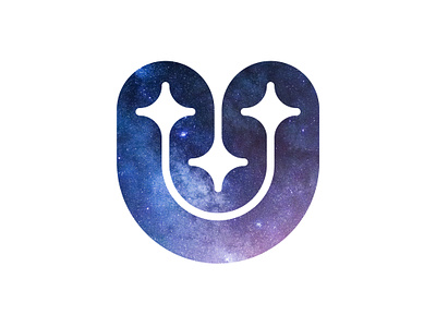 U for Universe ( for sale ) bold cosmos face galaxy icon letter lettering logo monogram negative space planet planets smile star stars united universe