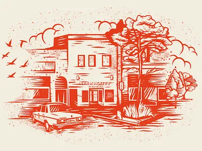 Them Skates - Santa Ana - store front crosshatch design etch illustration mike giant old illustration porsche resuk santa ana skate skater stussy supreme themskates vector volvo