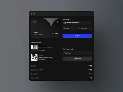 Credit Card Checkout - Design Challenge #2 app checkout clean credit card dashboard design e commerce minimal ui ux