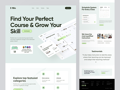 E-Learning Saas Website admin dashboard dashboard design edtech education elearning filllo filllo design landing page learning online learning saas sass design ui uiux web web design website website design