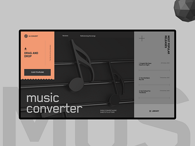 M.Convert app blockchain converter dark homepage landing letters minimalist music notes plugin sheets song toolkit web app