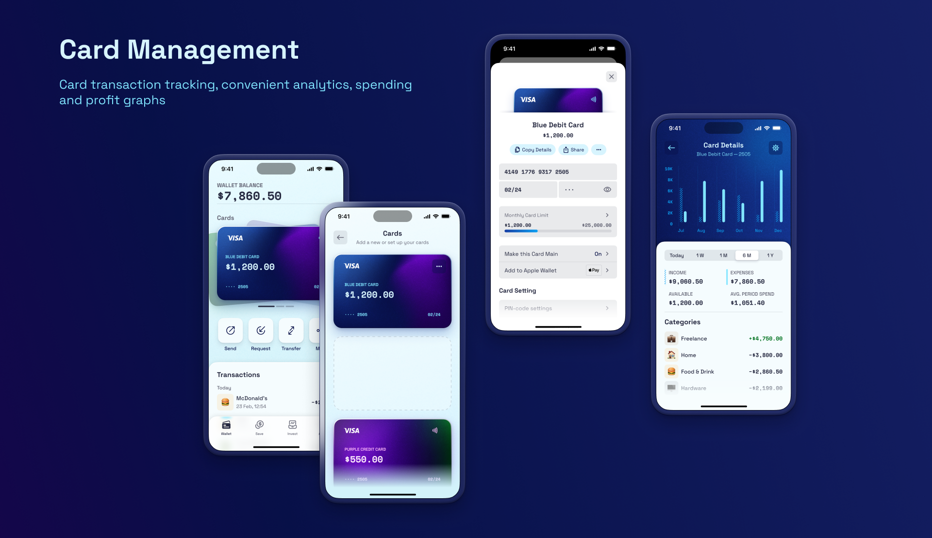 Fintech Banking App (card management) app branding card design finance graphic design illustration logo managment mobile typography ui ux vector