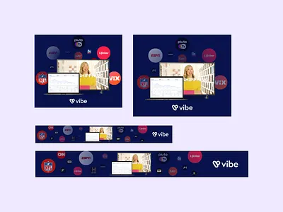 vibe - Display Ad Design Set ad image ads ads design app banner ad banner ads branding creative display ads google ad google ad banner illustration quick saas tv vibe web banner