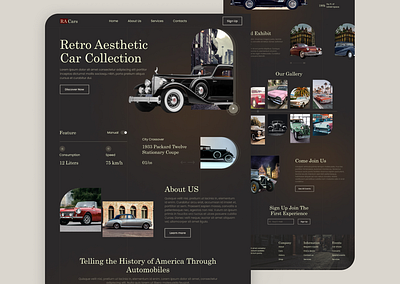 Retro Car Collection landing page car car collection car website retro retro car retro collection ui design ux design website ui design
