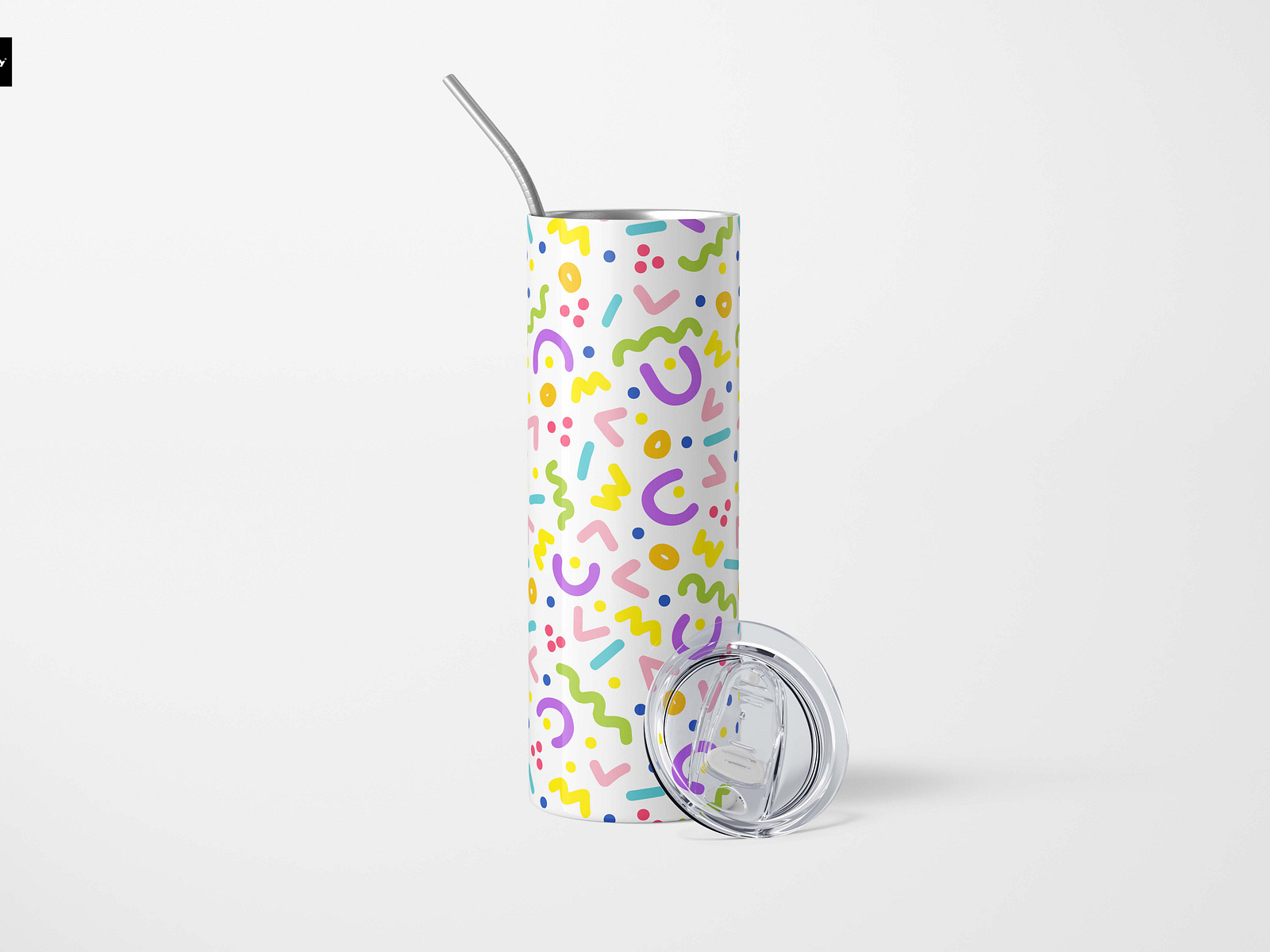 Slim tumbler, backpack with retro 90s squiggle pattern design by Vera