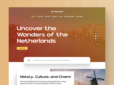 Netherlands - Design concept for tourism website concept country design web figma netherlands tourism ui ux