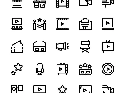 Movie icon set design entertainment film icon icon design icon set iconography icons illustration logo movie ui vector