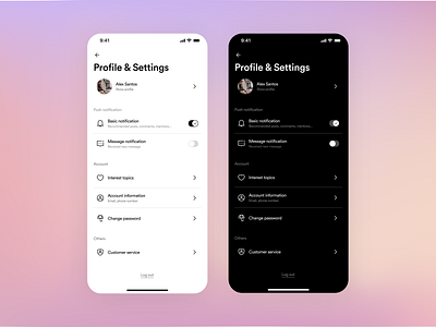 Daily UI 007: Careerly - Settings flat mobile app settings ui