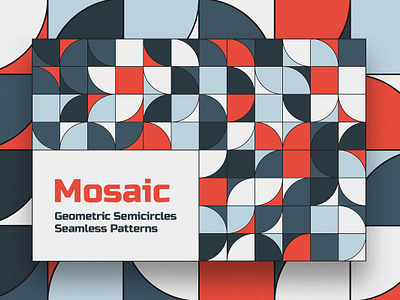 Geometric Semicircle Mosaic Seamless Patterns abstract background colorful flat colorful geometric modern mosaic outline pattern retro seamless seamless pattern semicircle shape stroke tile