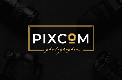 PixCom Photography Logo brand identity branding design flat graphic design icon illustration logo logo design minimal typography vector web website