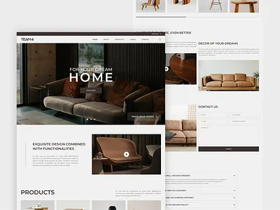 Home decor and furniture website art corporate decor design e commerce elegant furniture furniture shop home decor home interior interior landing page modern ui ux website design