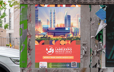 Label expo Mexico 2023 architecture branding city design event expo graphic identity illustration label light mexico poster print sticker