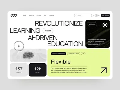 AI Education Website UI ai ai education website ai website artificial intelligence clean design education landing page learning lesson machine learning minimal online school platform school tutor ui ux web webdesign website