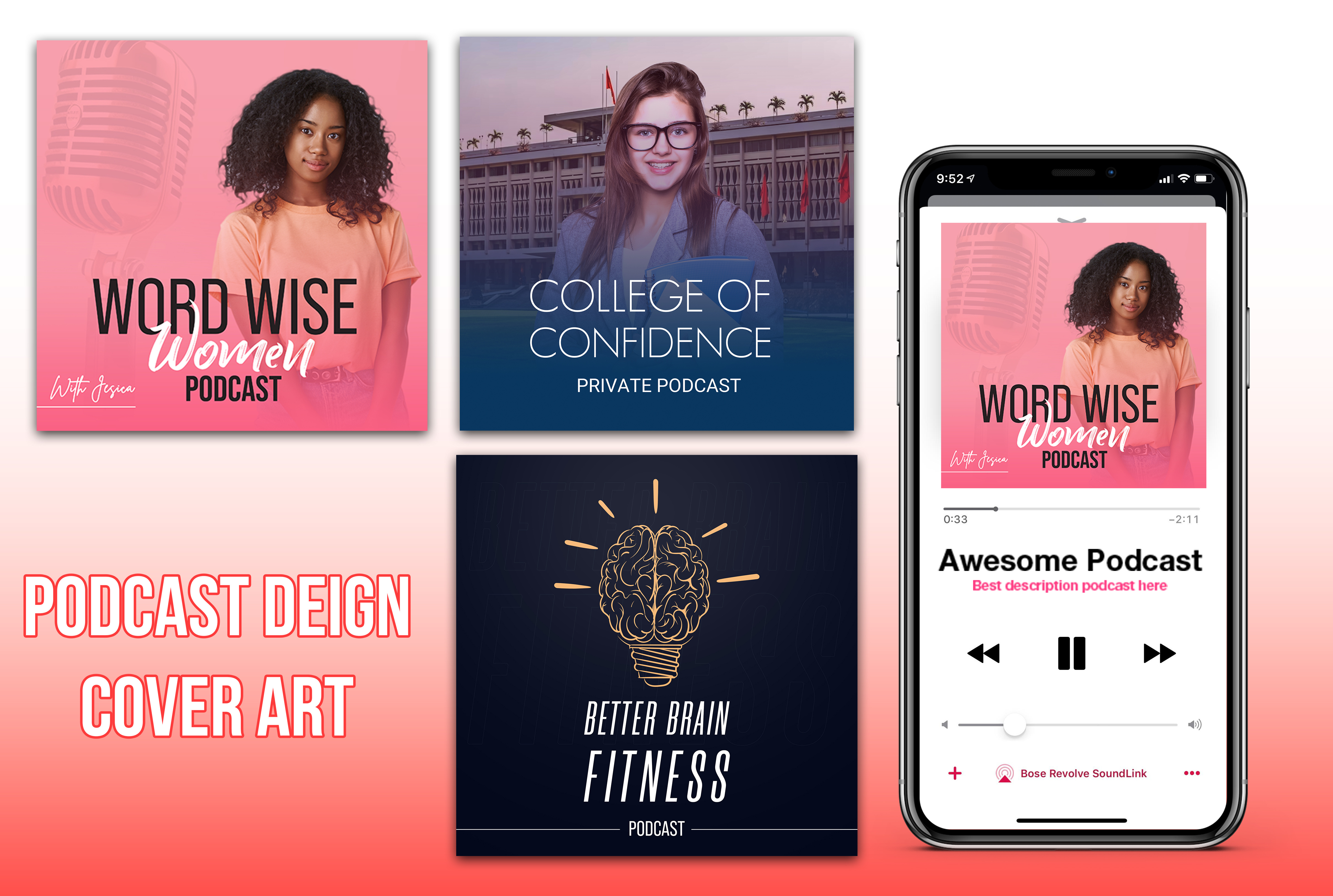 PODCAST COVER ART DESIGN banner cover art instagram post podcast post design shopify social media post