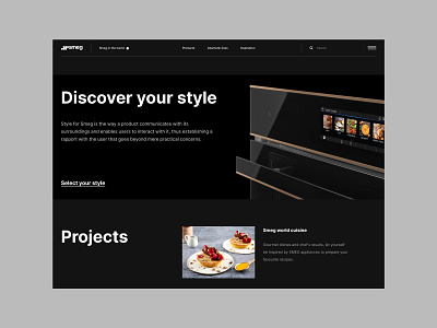 Smeg home interface kitchen landing product promo uxui