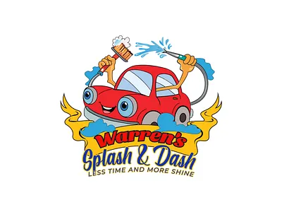 Warren Splash & Dash car cartoon car illustration car shop car wash logo car wash shop cartoon colorful logo complex logo eye catchy logo illustration illustrator logo design logo expert modern logo professional logo ui unique logo warren splash dash washing car water