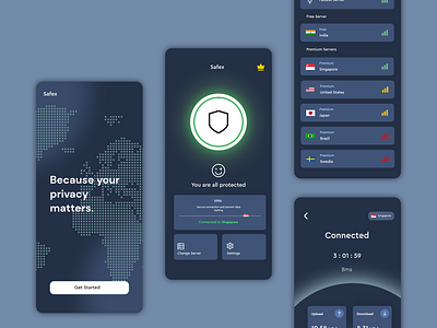 VPN App UI app design graphic design ui vector