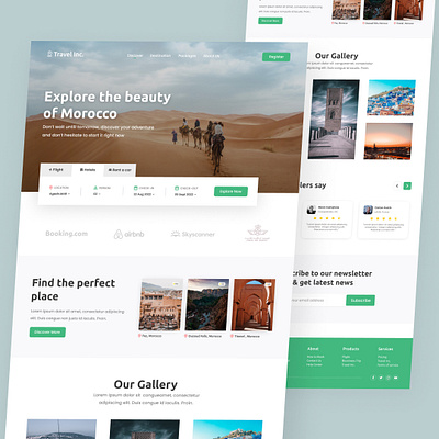 Online Travel Agency – Landing Page animation app booking branding design figma graphic design hotel icon illustration landing page logo minimal travel agency typography ui ux vector
