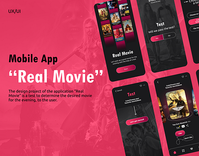 Mobile application “Real Movie” branding design ui ux veb