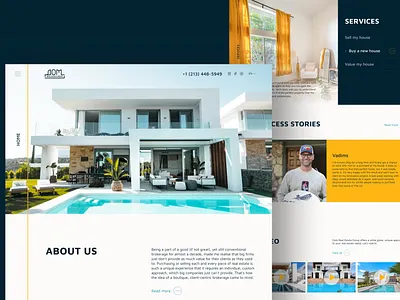 Real estate website | Home page about us concept design designinspiration inspiration landing real estate realtor services ui uitrends ux web website