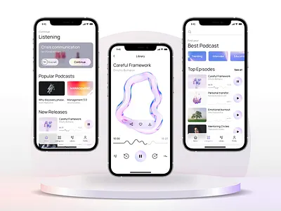 Podcast App — Mobile UI 3d 3d animation animation mobile app mobile design mobile ui motion music music app podcast podcast app ui