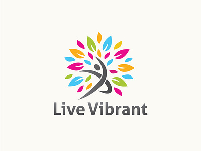 Live Vibrant Logo Design. branding colorful creative design graphic design human humantree leaf life live logo logodesign logoinspiration logomaker man multicolor people professional tree wellness