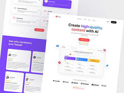 AI Content Generator Website Design ai ai generator besnik landing page product design ui design uihut uiux design uiux design agency web design web template website design