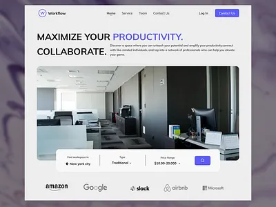 co working space hero section. app ux ui ux