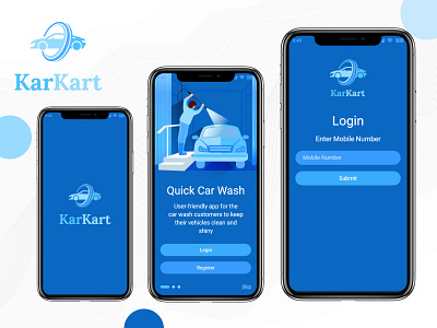 KarKart - Quick Car Wash Mobile App 3d app design branding design graphic design illustration logo mobile app motion graphics ui