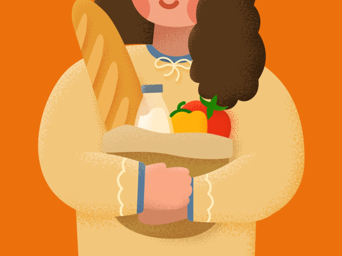 Grocery shopping girl animation design graphic design illustration