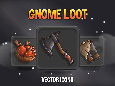 Gnome Loot Game Icons 2d asset assets design fantasy game game assets gamedev icon icone icons illustration indie indie game loot mmo mmorpg pack rpg vector