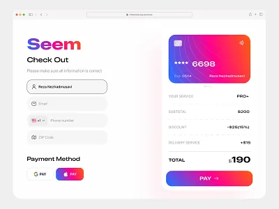 Credit Card Checkout - DC #2 app design bank bank card check out page creadit card design figma pay pay service payment page reza n.musavi reza nezhadmusavi rezanmdesign service check out ui ui design uidesign visa card webdesign