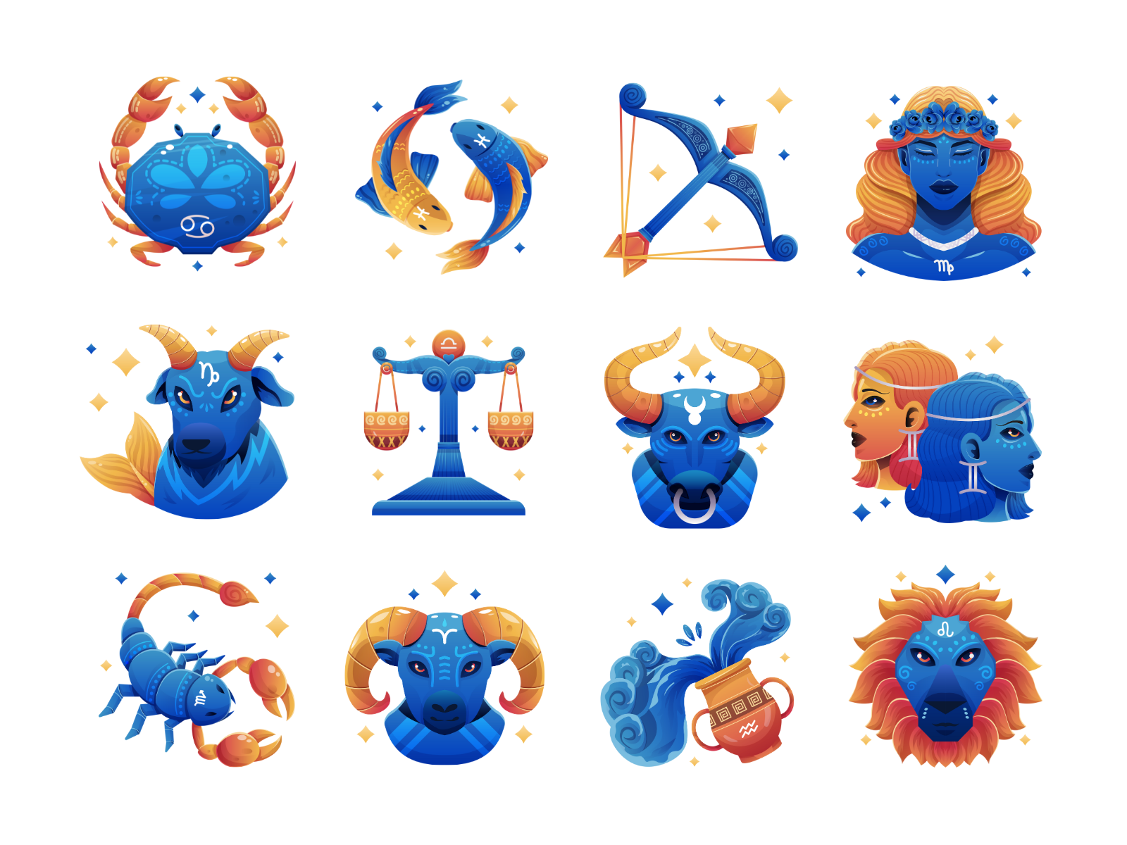 Zodiac Illustration Set by canva.com/p/deemakdaksina on Dribbble