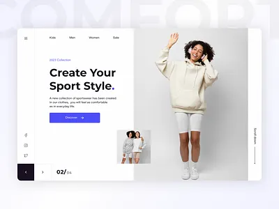 Sportswear e-commerce design blue case study design ecommerce homepage interface main page online online store shop sport sportswear ui uidesign ux uxui web webdesign website white