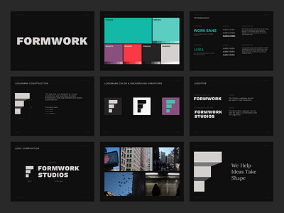 Formwork Studios Style Guide & Website Mockup branding brutalism design graphic design logo logomark logotype minimalism neubrutalism style guide typography ui