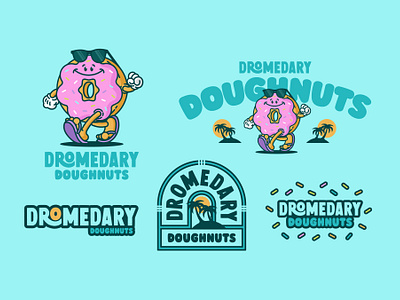 Dromedary Doughnuts Logo Suite brand designer brand identity branding donut brand donut shop doughnut brand doughnut identity doughnut shop graphic design identity illustration logo logo pack logo suite logosuite mascot mascot logo vector