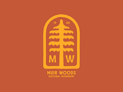 Muir Woods Badge california francisco logo monument muir national organic park red san tree wood woods