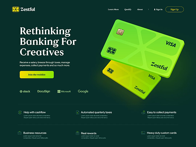 Zestful Landing page concept animation bank banking card creative credit credit card landing page logo video visa web design website