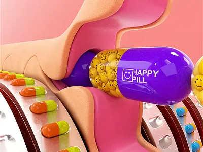 Happy Pill 3d animation blender c4d cinema4d happy happy pill motion motion graphics pill