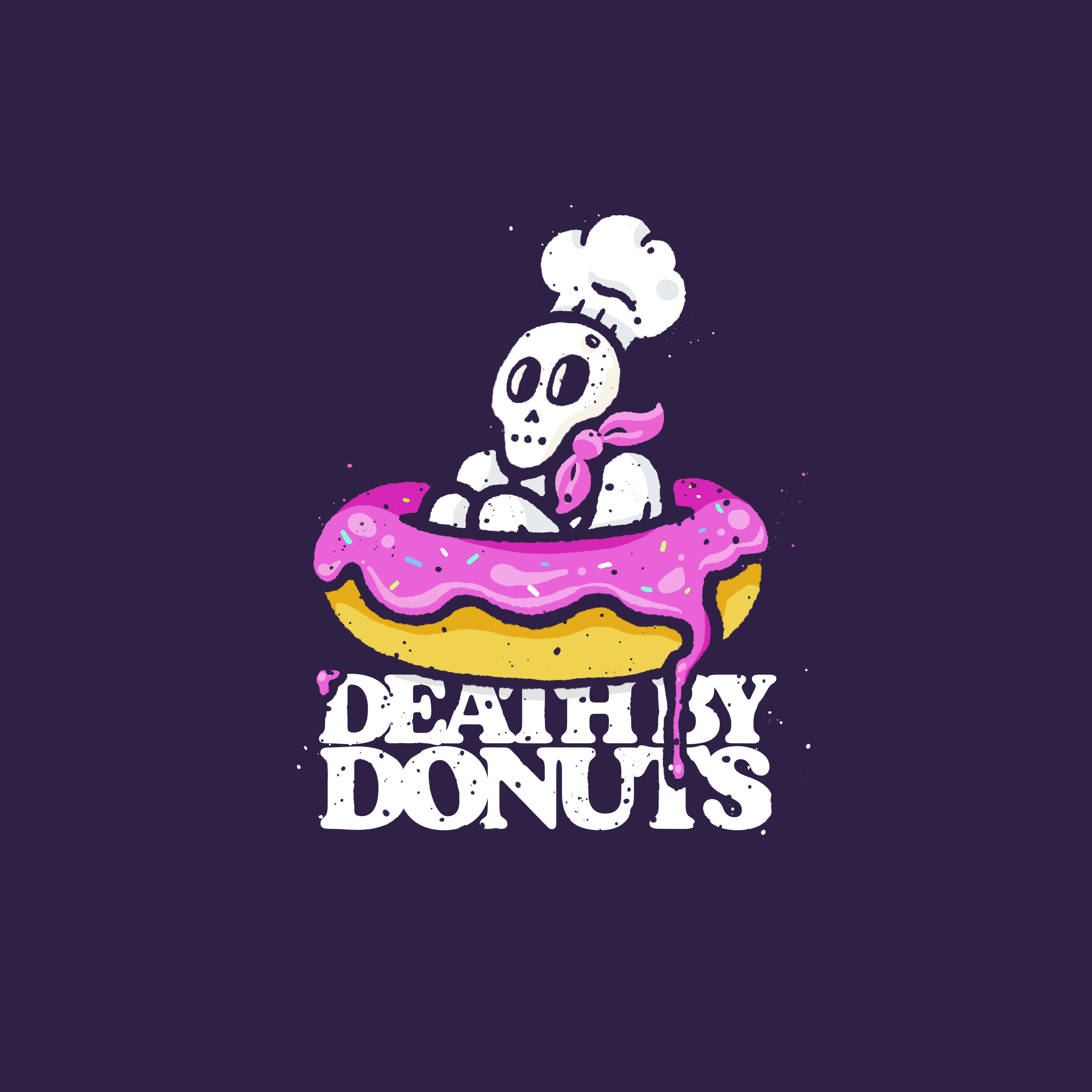 Death By Donuts chef death death by donut donuts food illustration pastry skeleton skull sprinkles