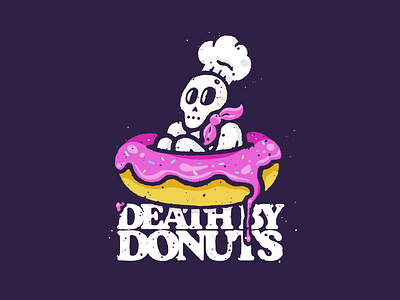 Death By Donuts chef death death by donut donuts food illustration pastry skeleton skull sprinkles