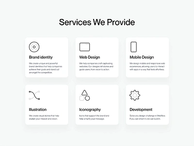 Services We Provide agency animation brand development iconography icons services uiux web