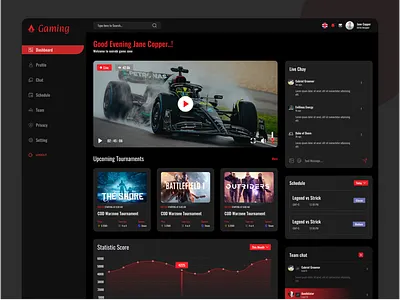 A Sleek and Intuitive Gaming Dashboard UI Design design figma product design ui ui design uiux ux
