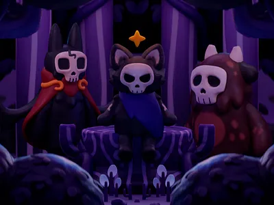 Cute Cryptids 3d blender cat character creature cute dark design forest illustration monster purple
