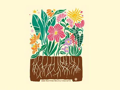 Rooting Myself Illustration botanical illustration flower illustration ipad ipad illustration procreate wood block illustration