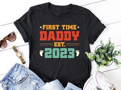 First Time Daddy Est 2024 T-Shirt Design daddy lover t shirt design