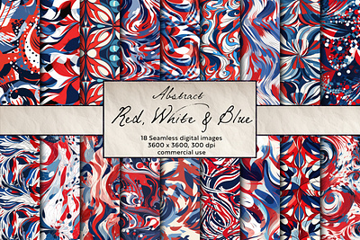 Abstract Red White & Blue Seamless Pattern scrapbook paper
